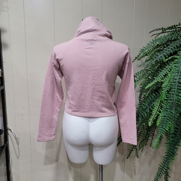 Cropped Pink Long Sleeve Turtleneck Sweatshirt S - Picture 5 of 11